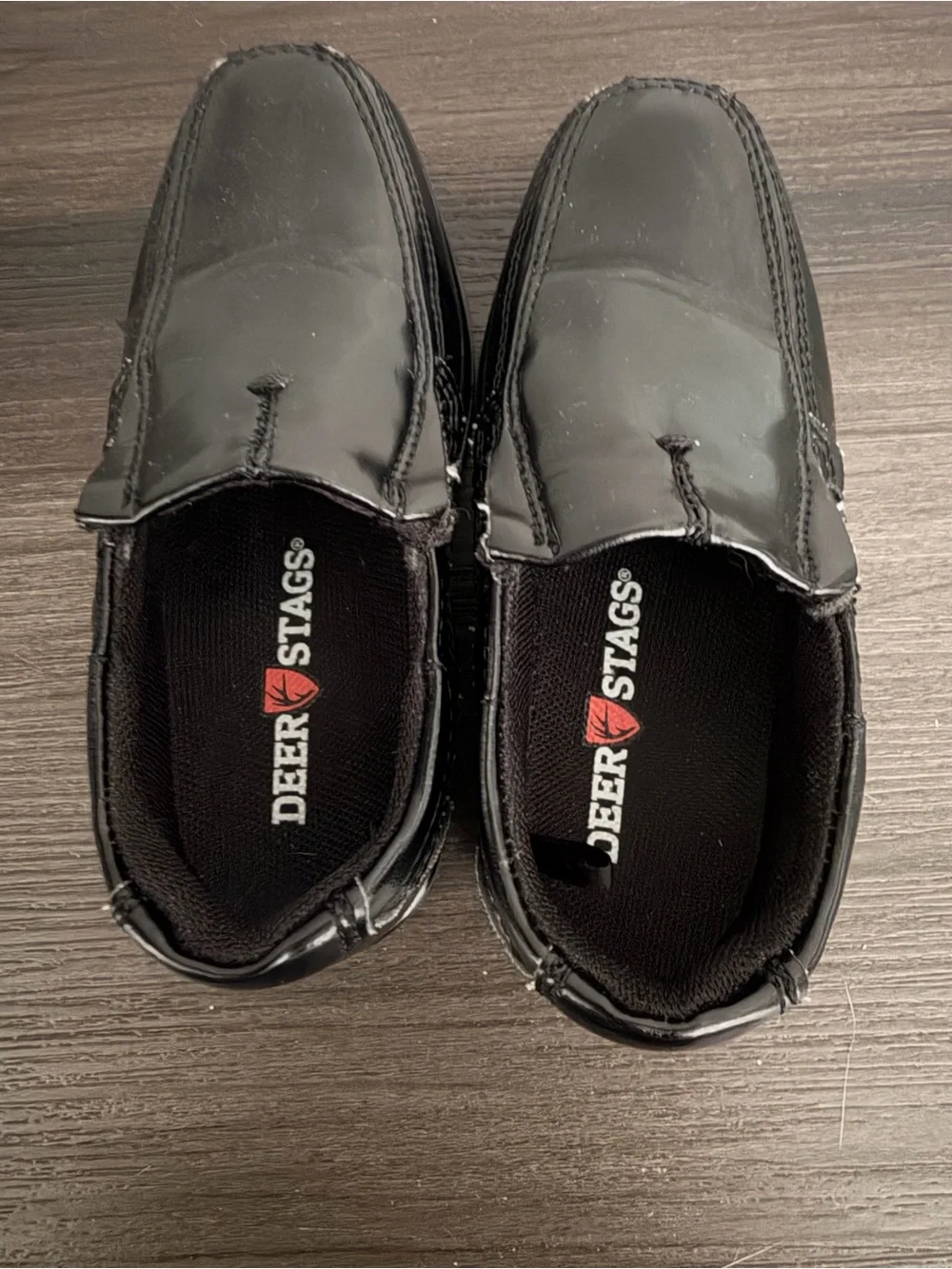 Deer Stags Black Slip-On Kids Dress Shoes